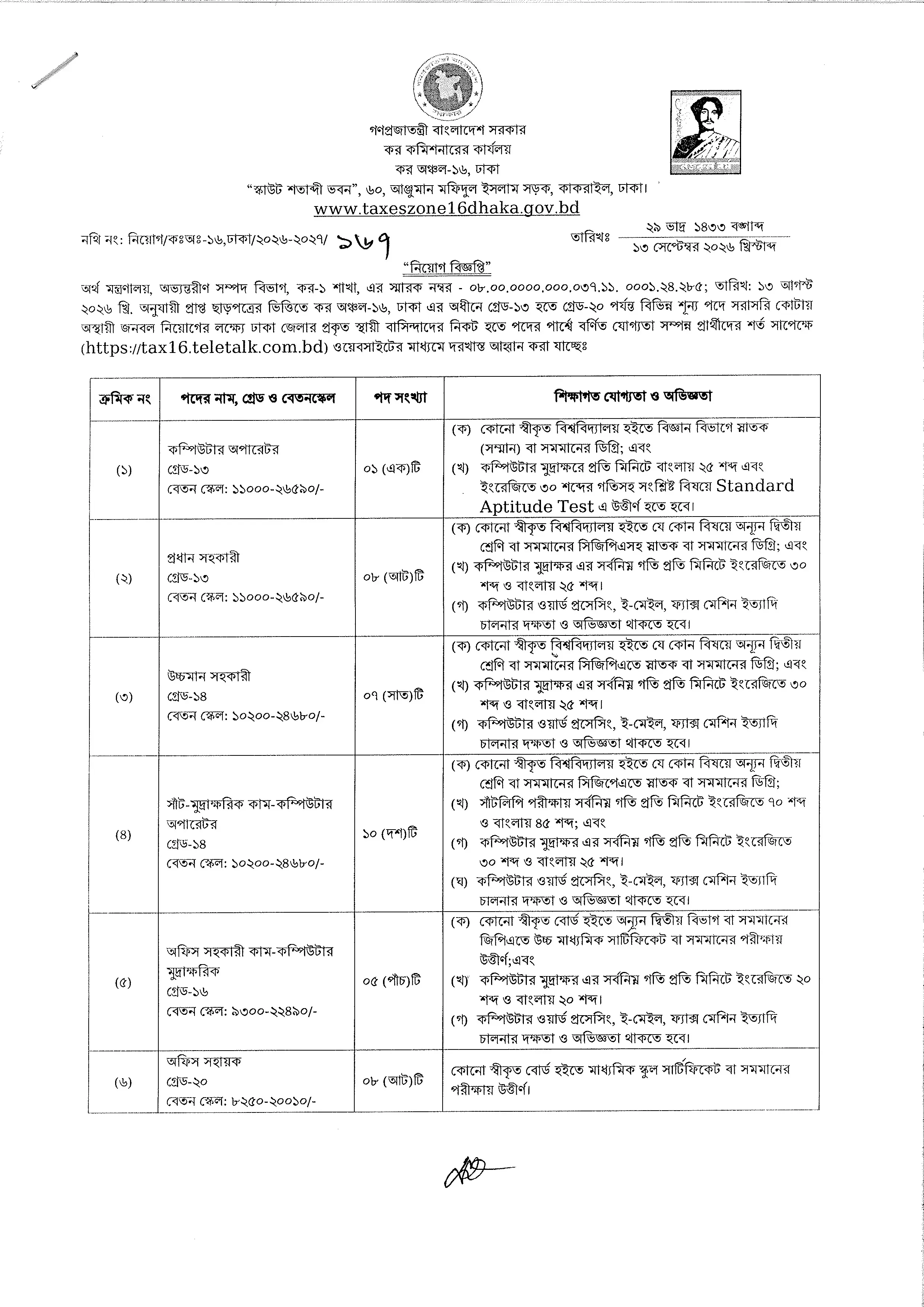 TAX16 Job Circular 2026 PDF-1.webp