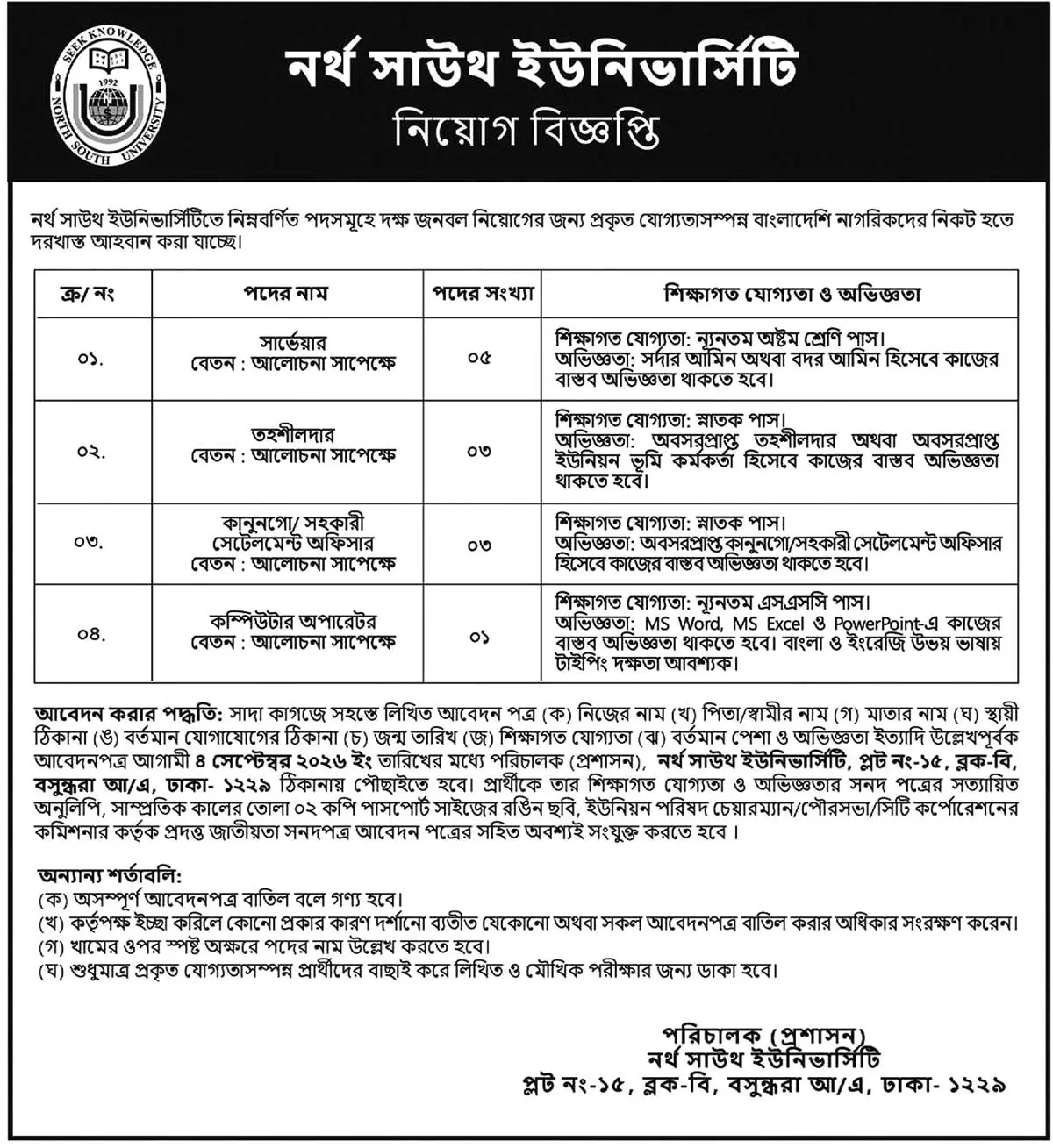 NSU Job Circular 2026.webp
