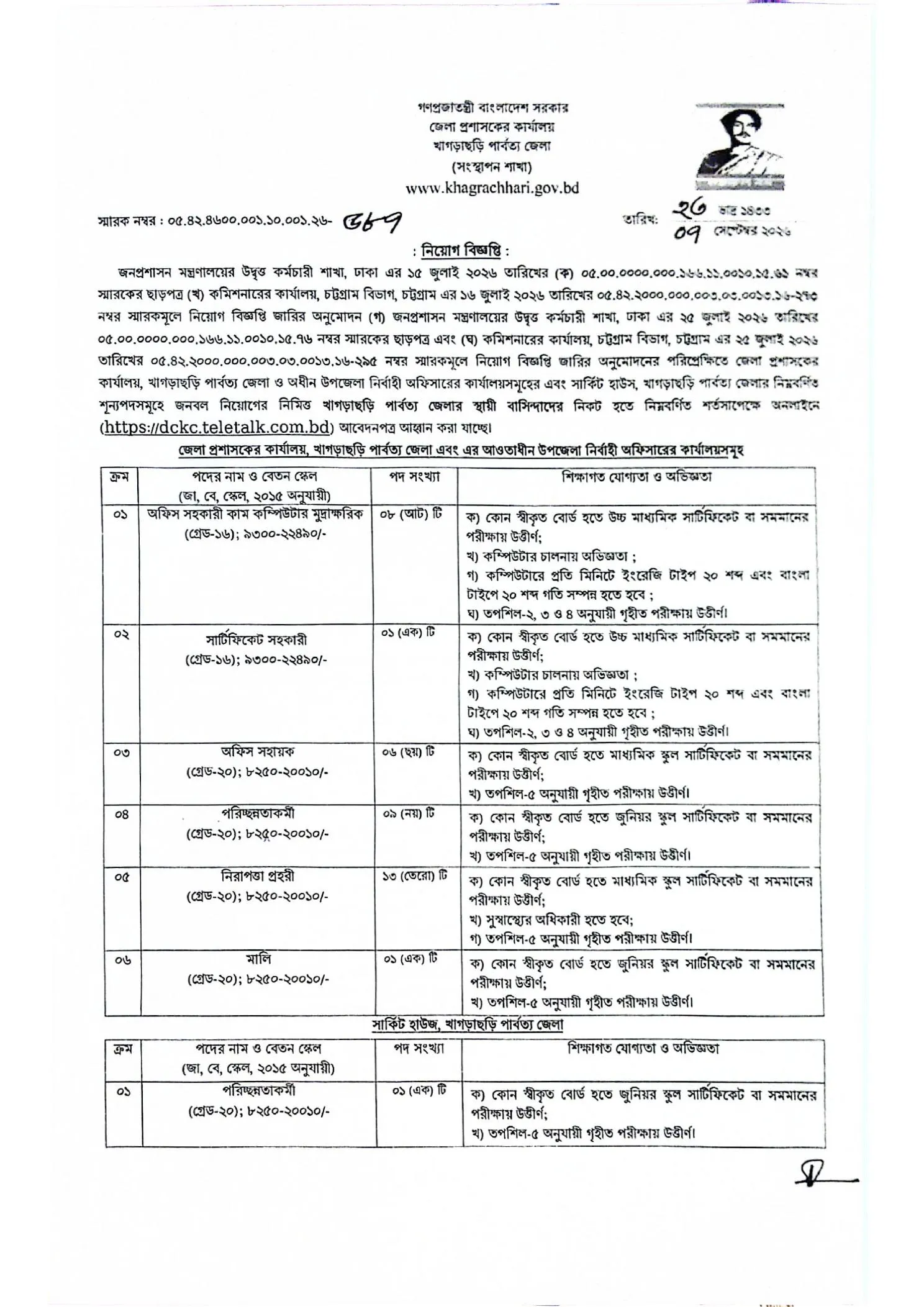 DC Office Khagrachhari Job Circular 2026 PDF-1.webp