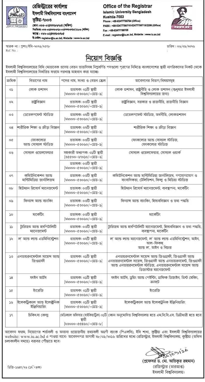 Islamic University Job Circular 2026.webp