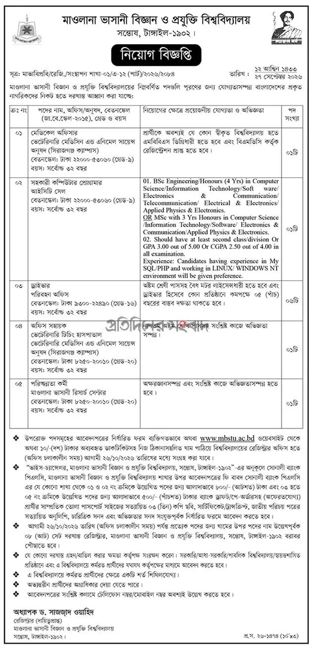 MBSTU Job Circular 2026.webp