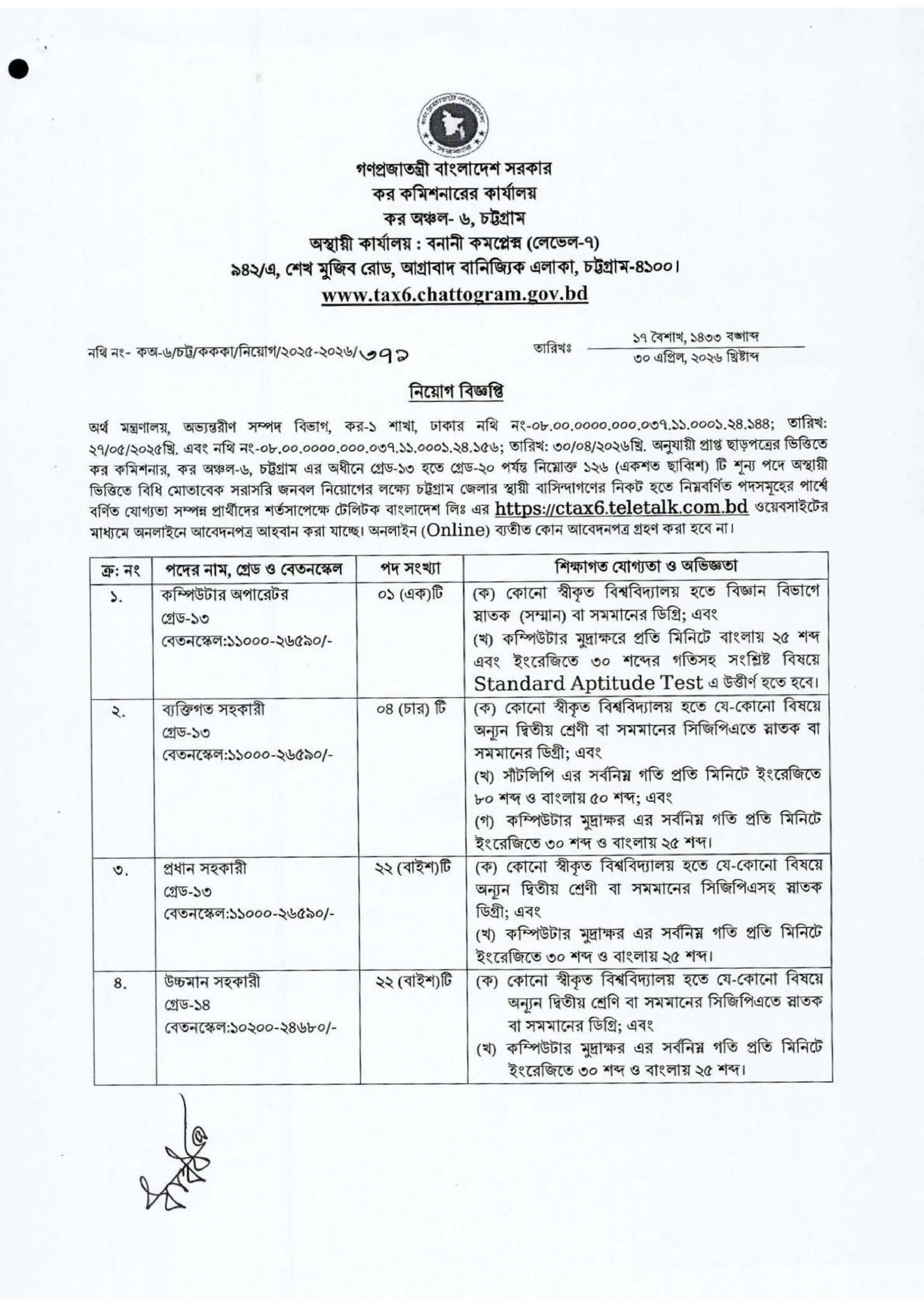 CTAX6 Job Circular 2026 Image 01.jpg