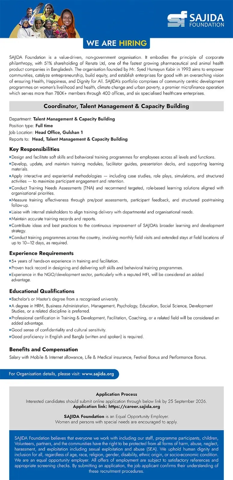 Sajida Foundation Job Circular 2026.webp