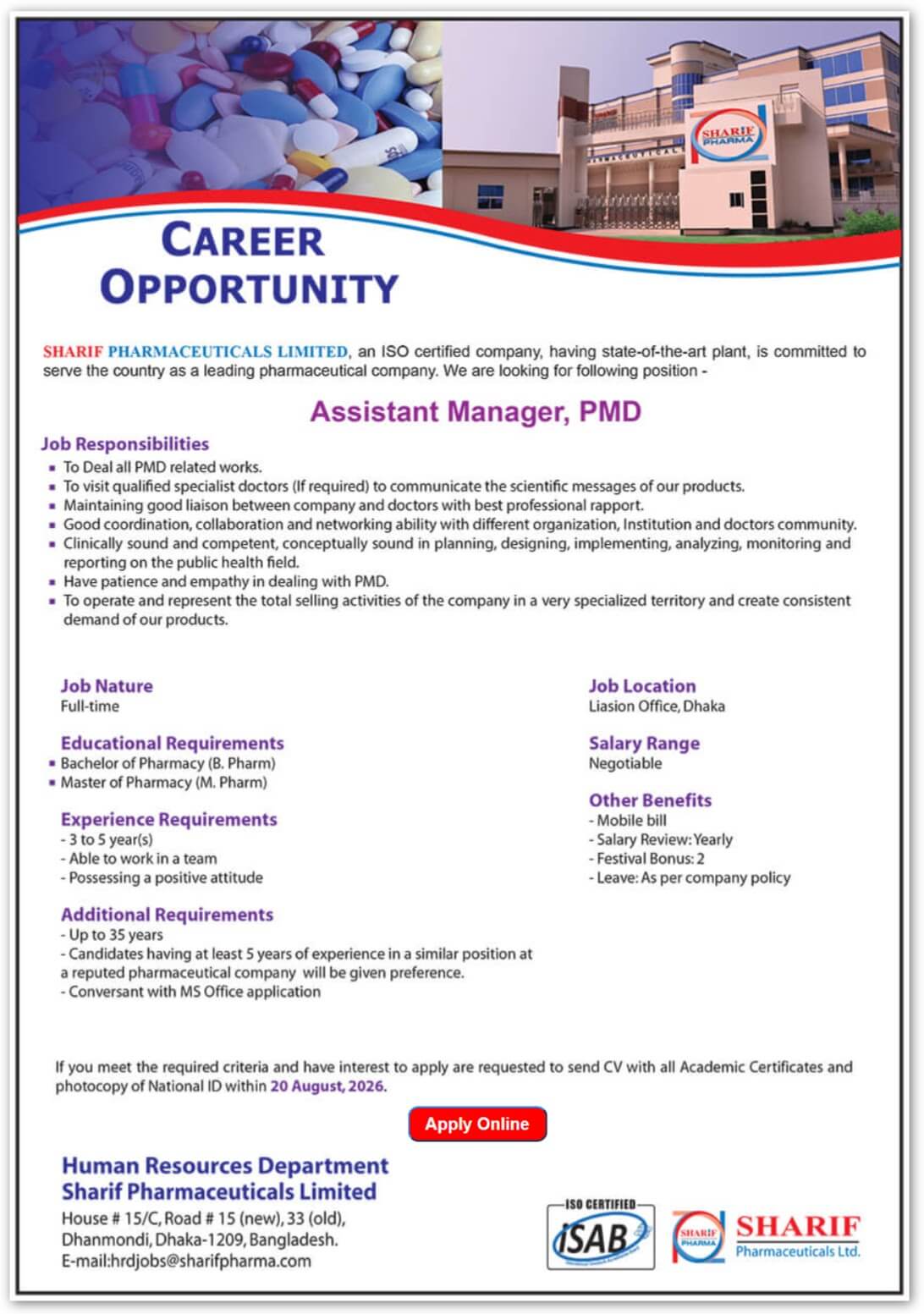 Sharif Pharmaceuticals Limited Job Circular 2026.jpg