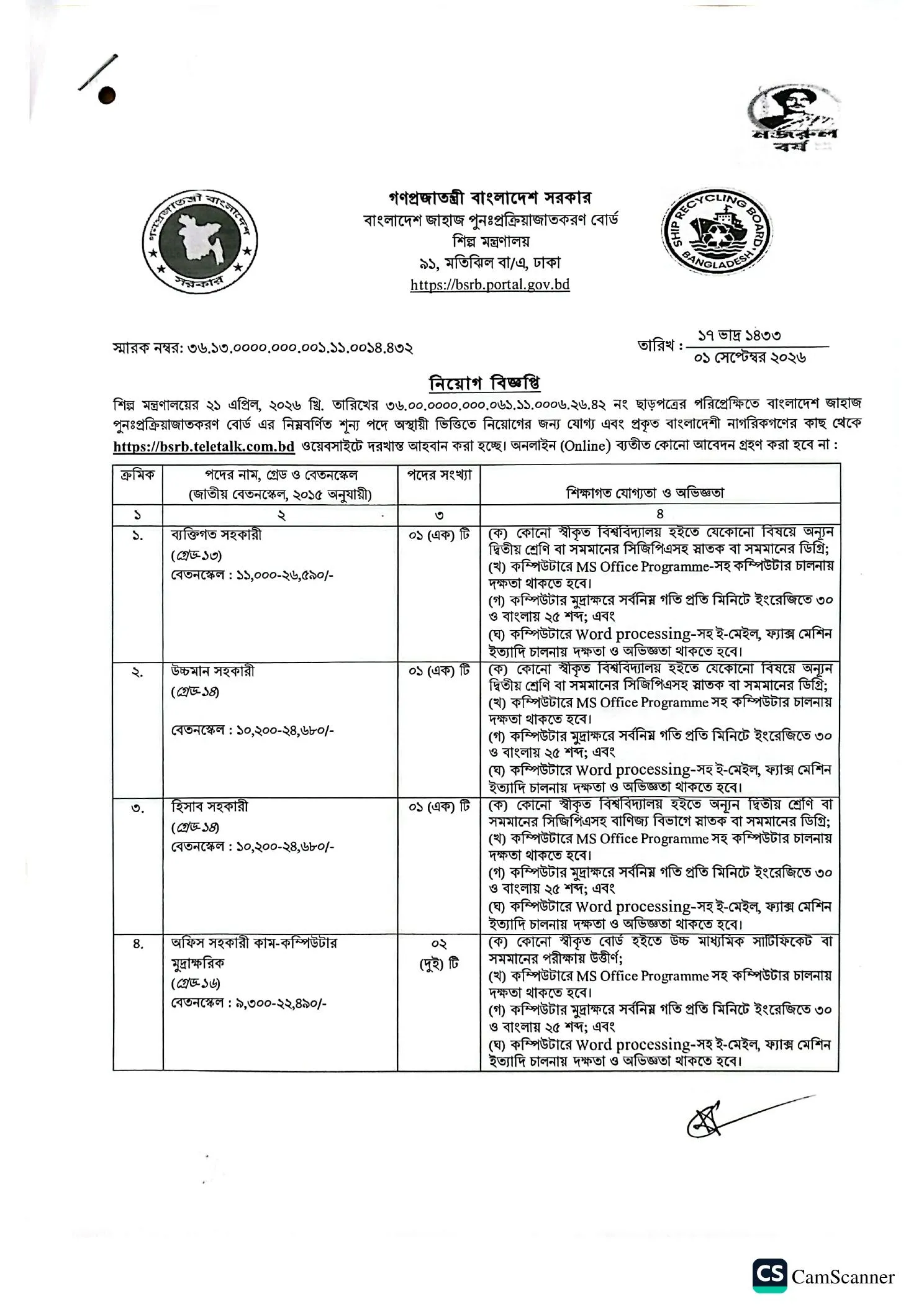 BSRB Job Circular 2026 PDF-1.webp