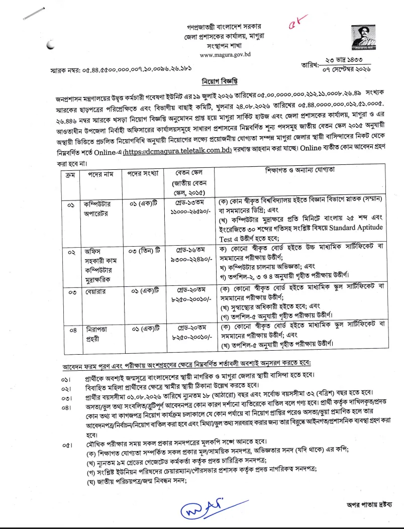 DC Magura Job Circular 2026 PDF-1.webp