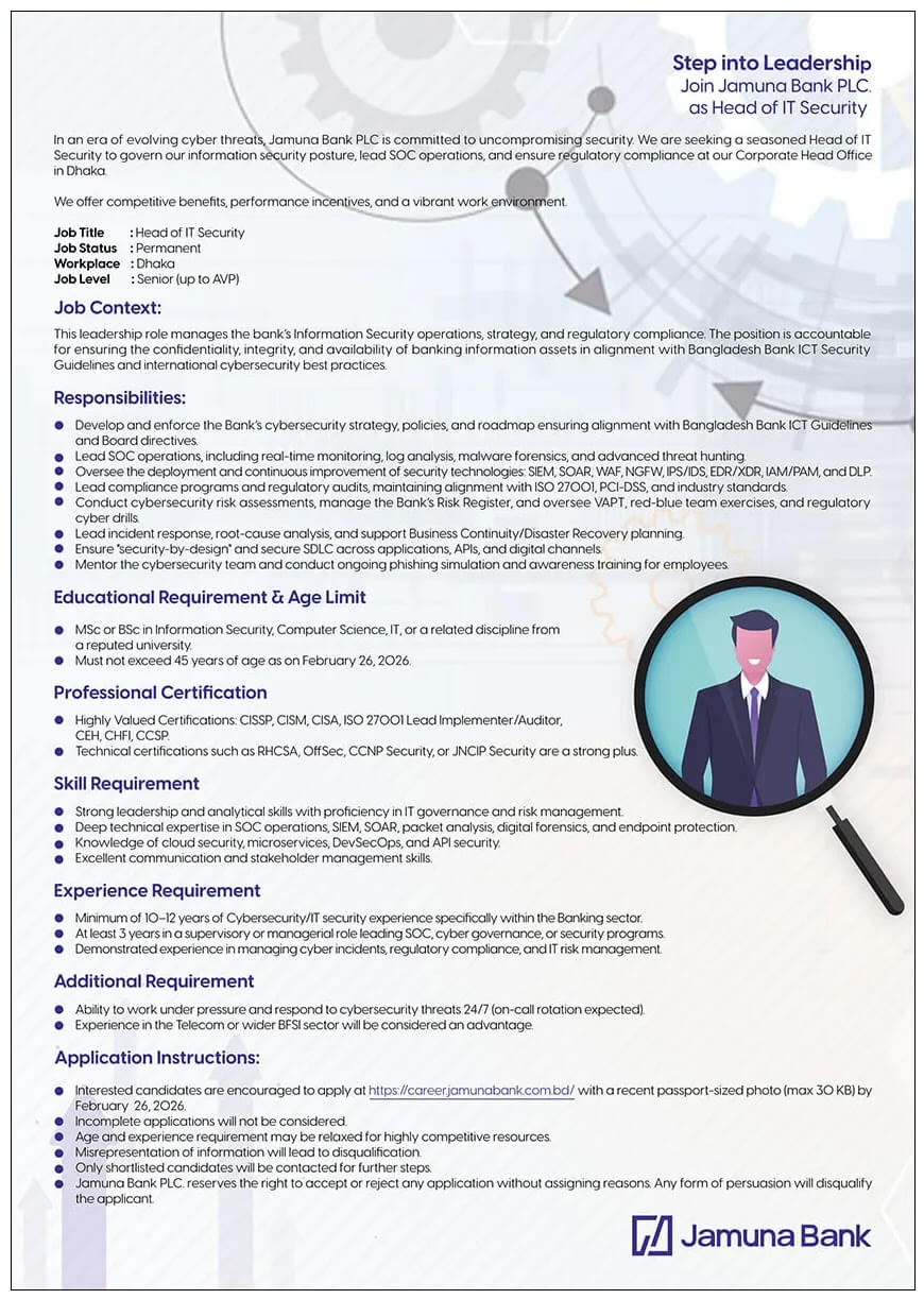 Jamuna Bank Limited Job Circular 2026