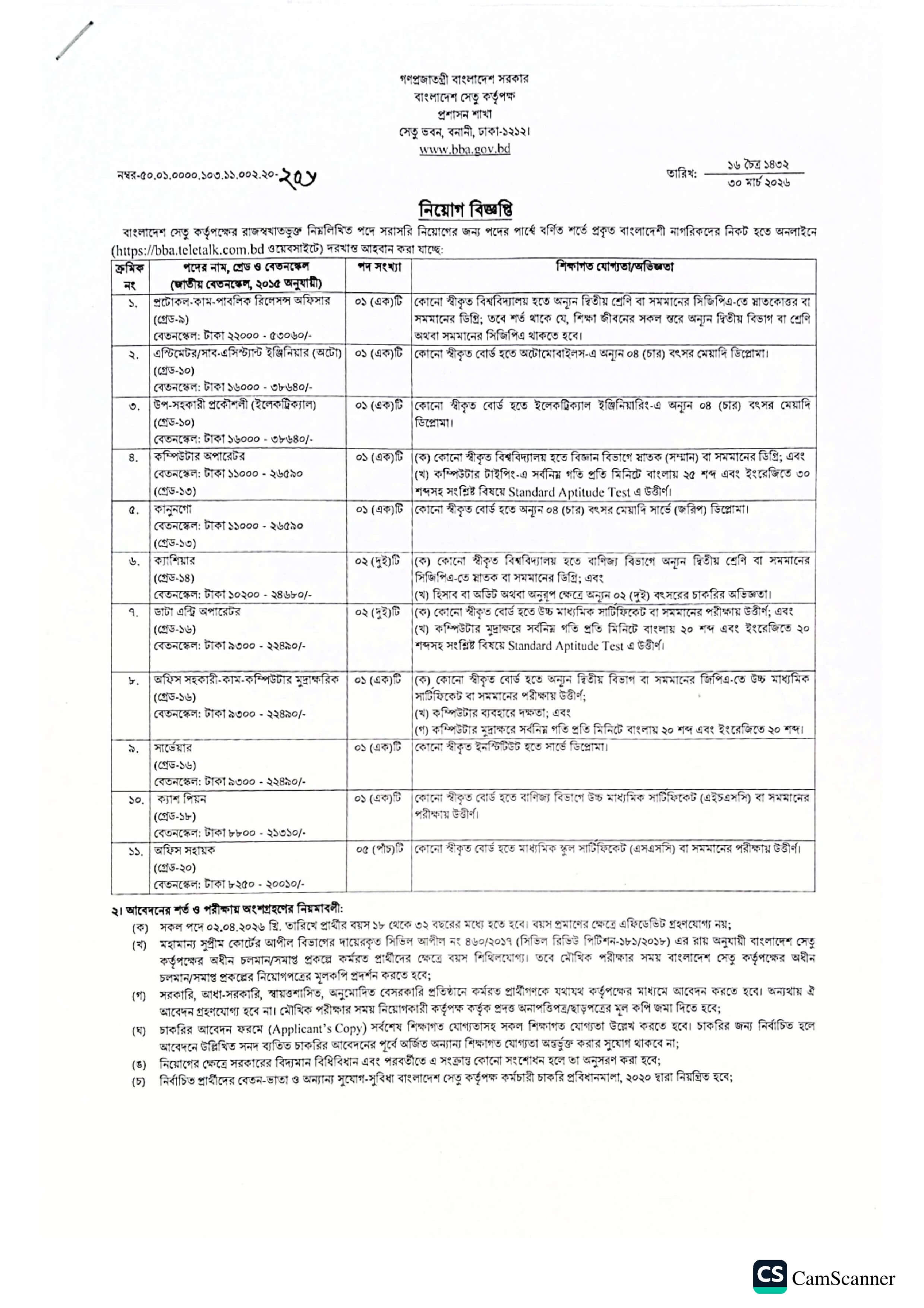 BBA Job Circular 2026