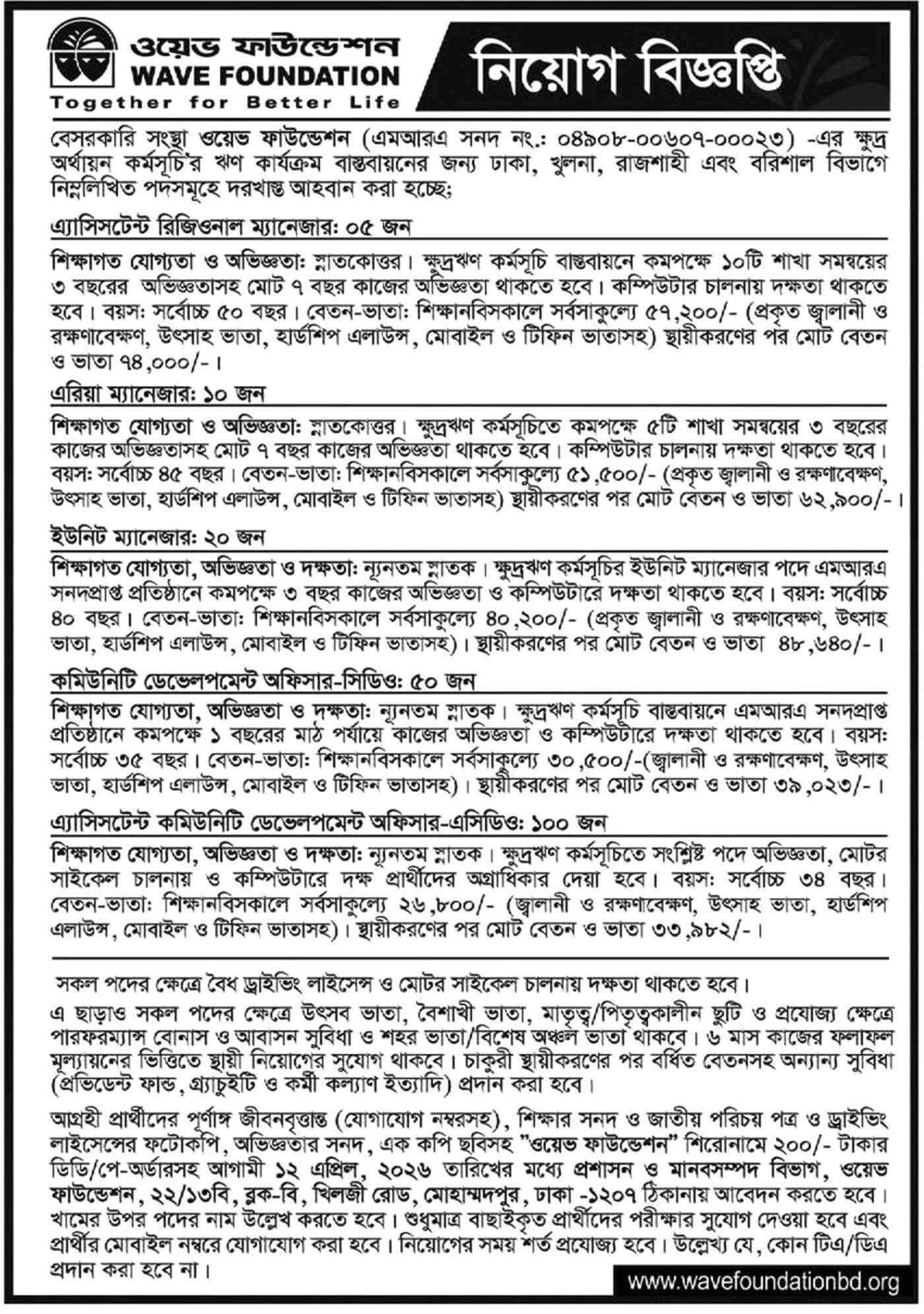 WAVE Foundation Job Circular 2026